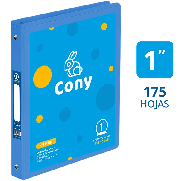 Carpeta Cony 1" con Cover, Azul Claro