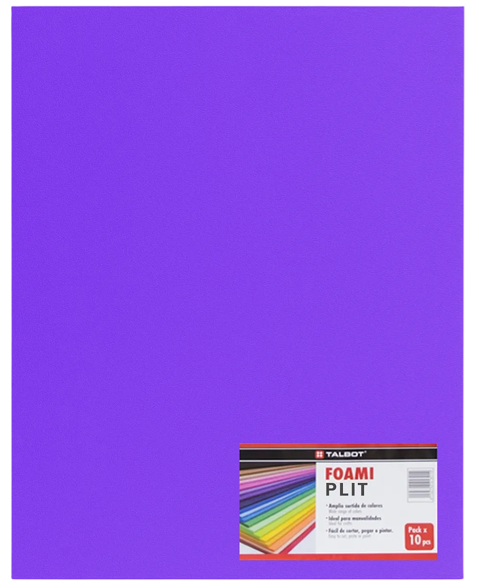 Cartulina Foami Liso 20" x 28" Morado, 10 pcs