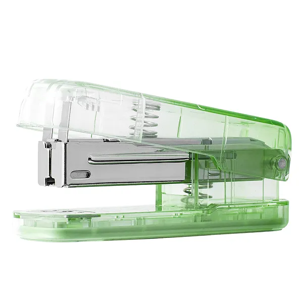 Grapadora Transparente Minimalista para 20 Hojas, Verde