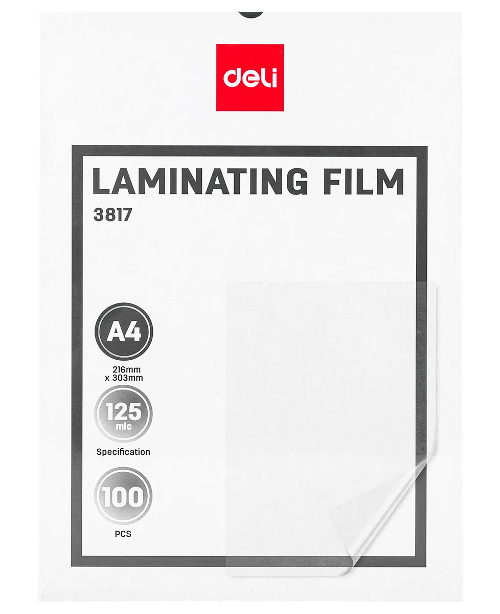 Láminas para Plastificar 125 Micras, 9.5" x 11" - Deli 3817
