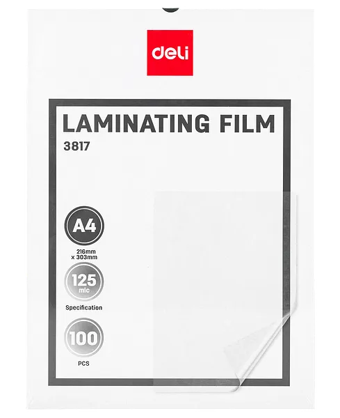 Láminas para Plastificar 125 Micras, 9.5" x 11" - Deli 3817