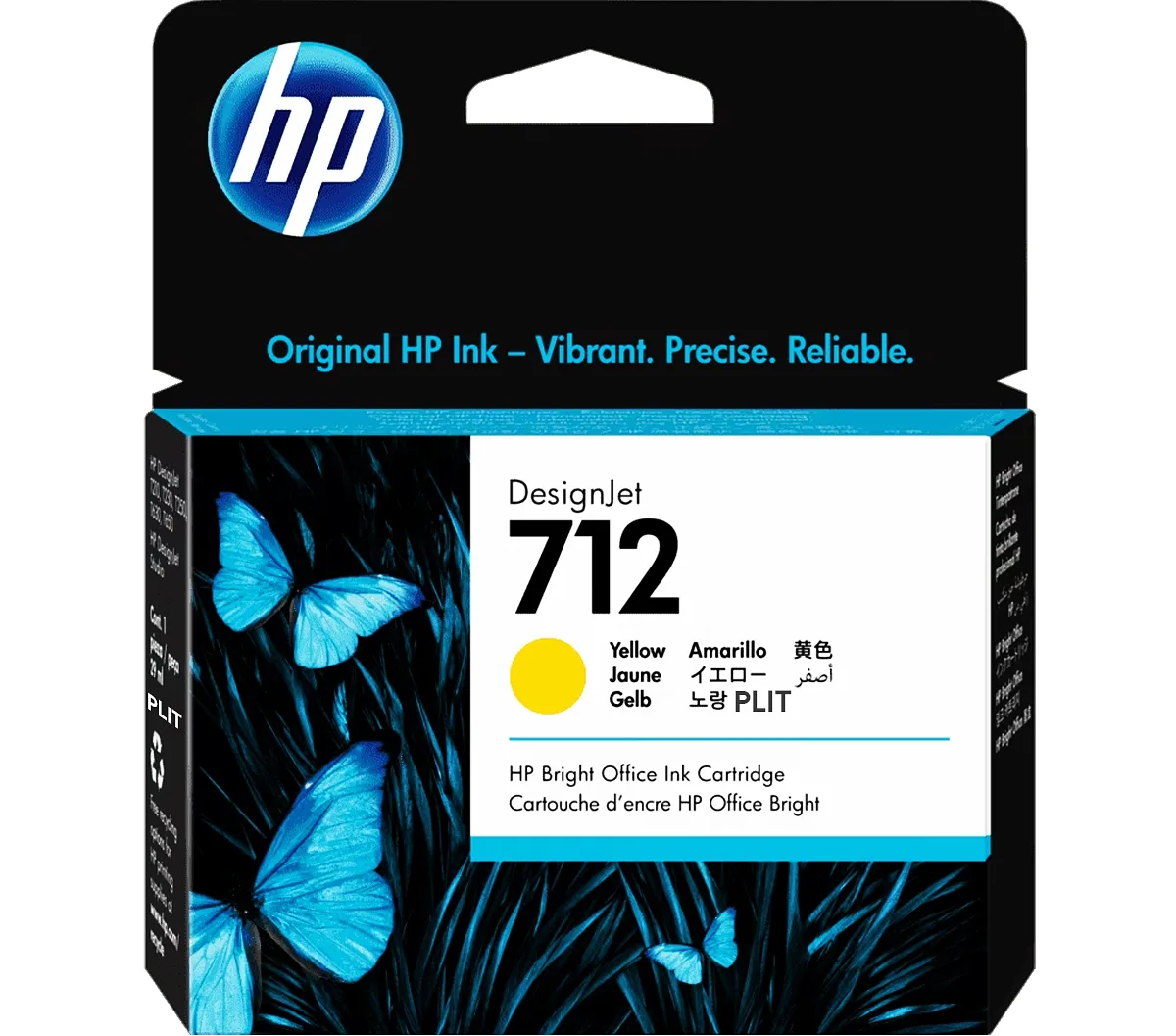 ORIGINAL: Cartucho de Tinta HP 712 (3ED69A) Amarillo para Plotter DesignJet, 29 ml