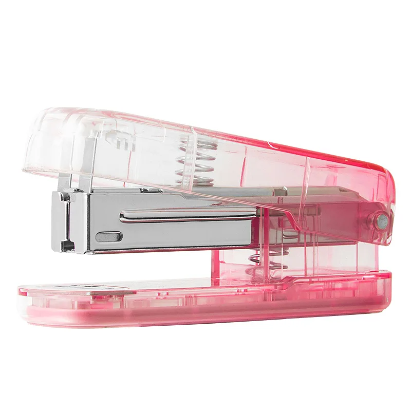 Grapadora Transparente Minimalista para 20 Hojas, Rosada