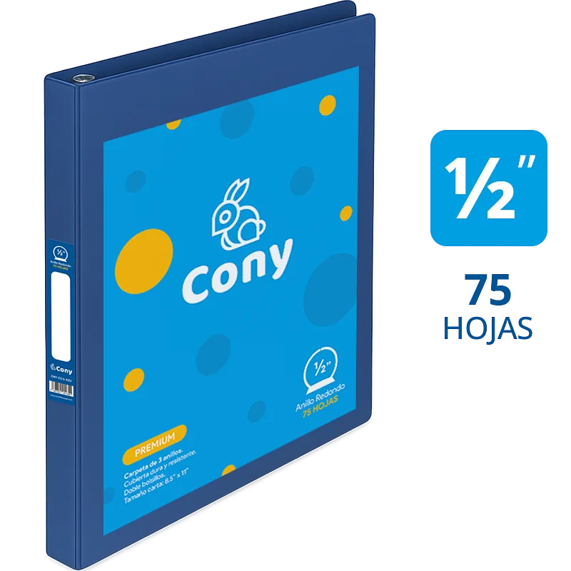 Carpeta Cony de 1/2" Pulgadas con Cover, Azul Oscuro (Navy)