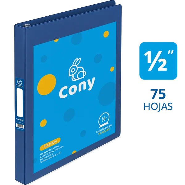 Carpeta Cony de 1/2" Pulgadas con Cover, Azul Oscuro (Navy)