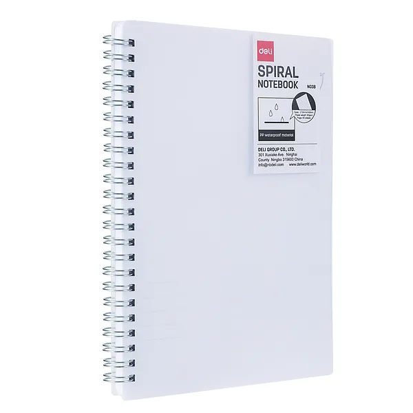 Libreta Rayada 6" x 9" con Portada Transparente en Espiral, 80 Hojas - Deli EN038