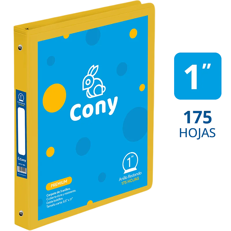 Carpeta Cony 1" con Cover, Amarilla Aguilucho