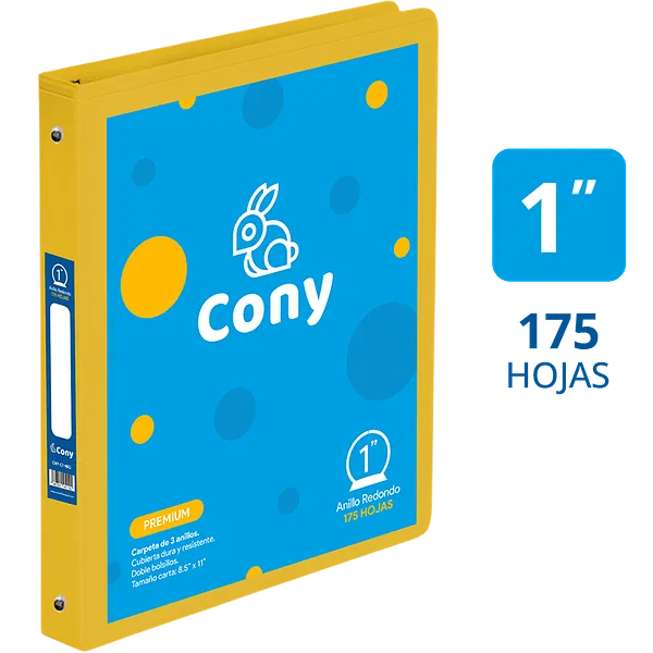 Carpeta Cony 1" con Cover, Amarilla Aguilucho