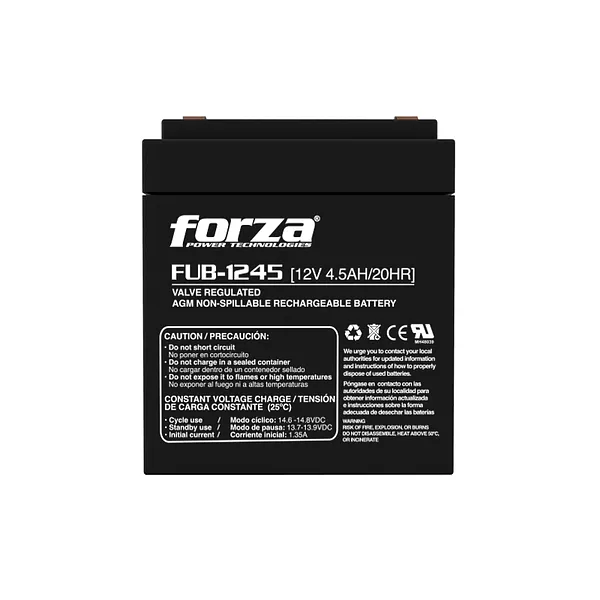 Batería Recargable Forza FUB-1245 – 12V / 4.5Ah AGM, Libre de Mantenimiento