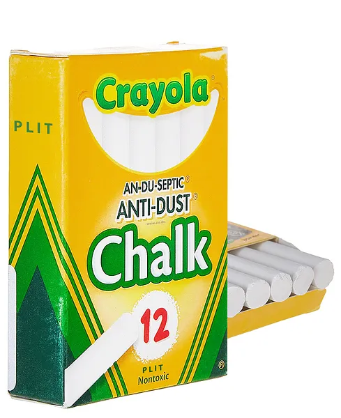 Tizas Crayola Blanca Anti-Polvo No tóxica, 12 pcs