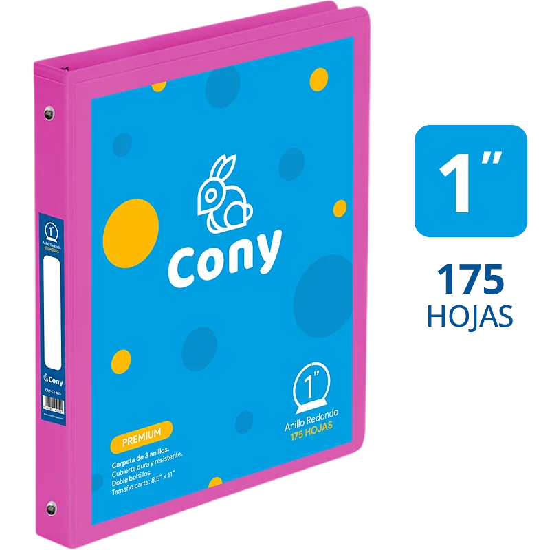 Carpeta Cony 1" con Cover, Rosada