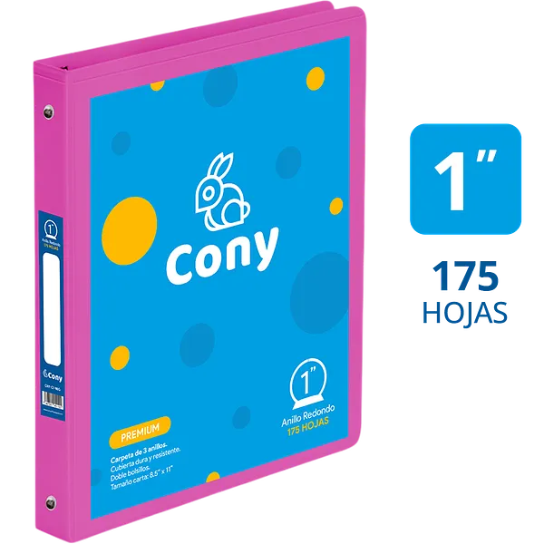 Carpeta Cony 1" con Cover, Rosada