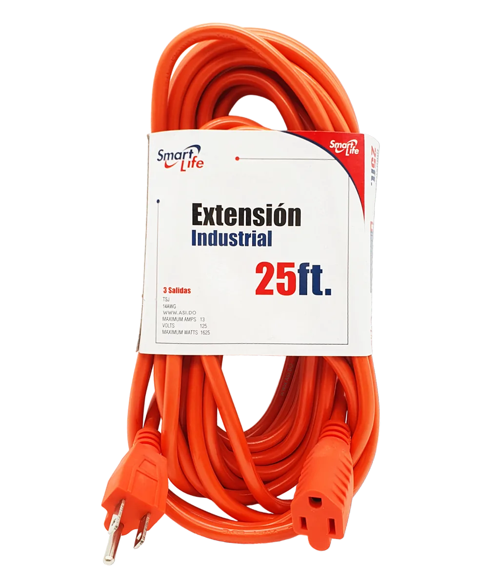 Extensión Eléctrica Industrial de 25 pies, Color Naranja - Smart Life #518901