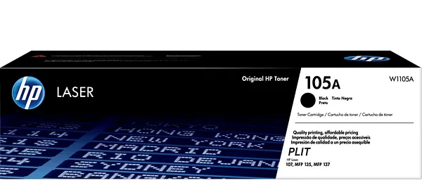 Original: Tóner HP 105A (W1105A) Negro para Impresoras LaserJet MFP107, MFP135, MFP137