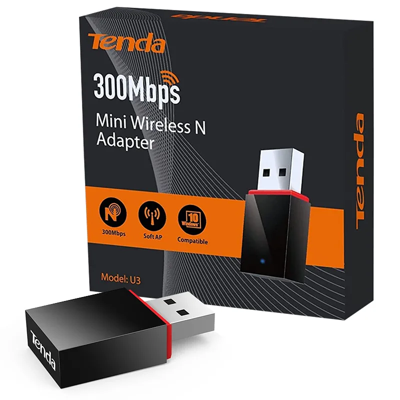 Mini Adaptador Wireless USB, 300 Mbps - Tenda U3
