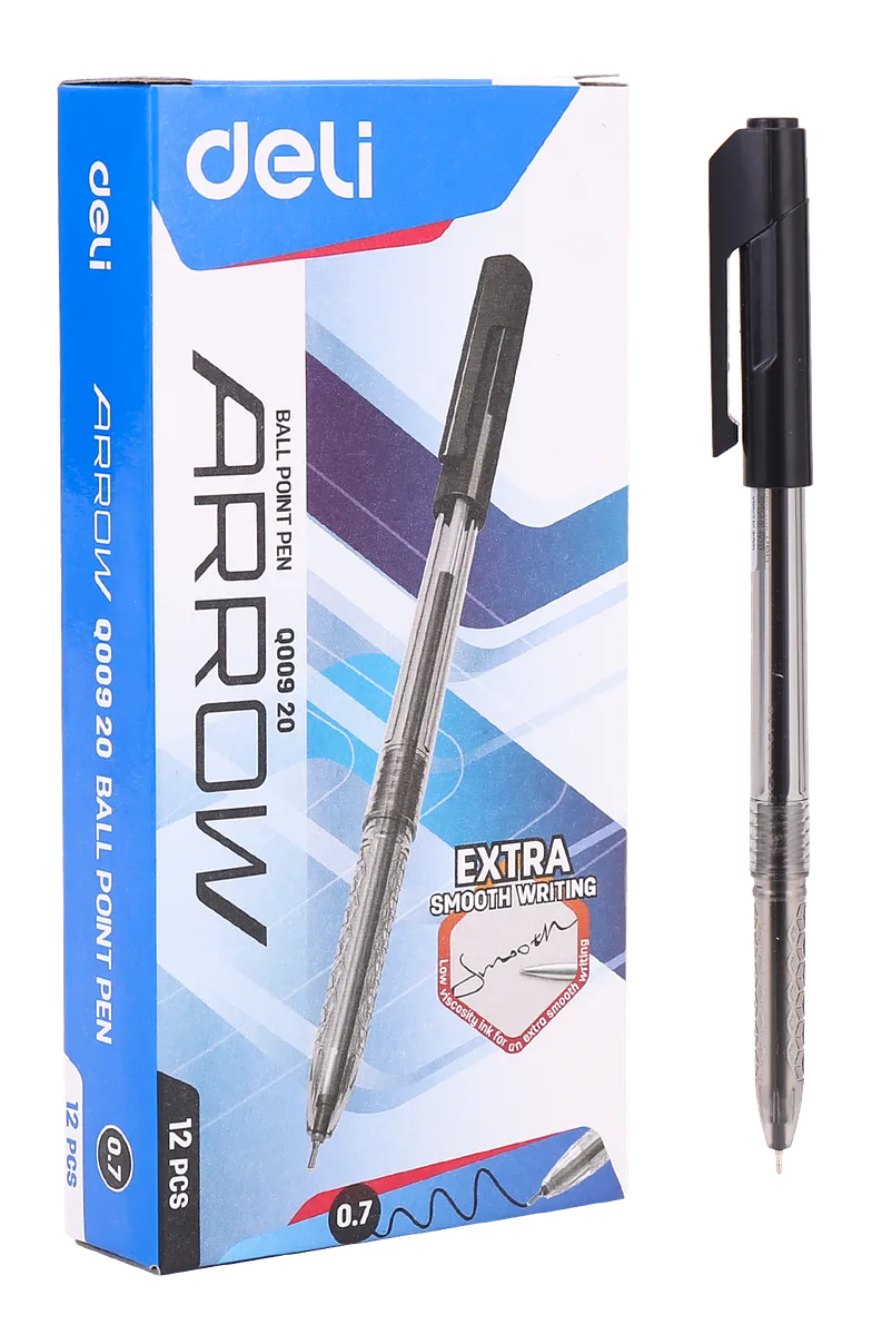 Bolígrafo Deli Arrow 0.7 mm Negro, 12 Unidades