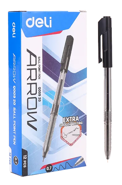 Bolígrafo Deli Arrow 0.7 mm Negro, 12 Unidades