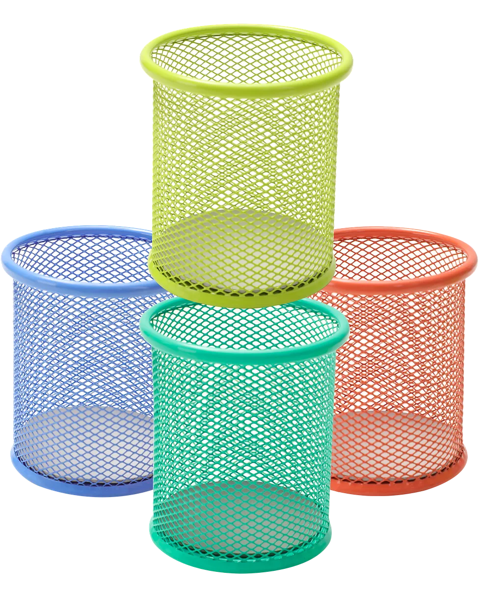Portalápiz Circular de Malla Metálica, Colores Variados - Deli 9153