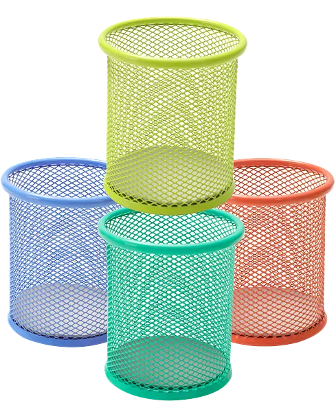 Portalápiz Circular de Malla Metálica, Colores Variados - Deli 9153
