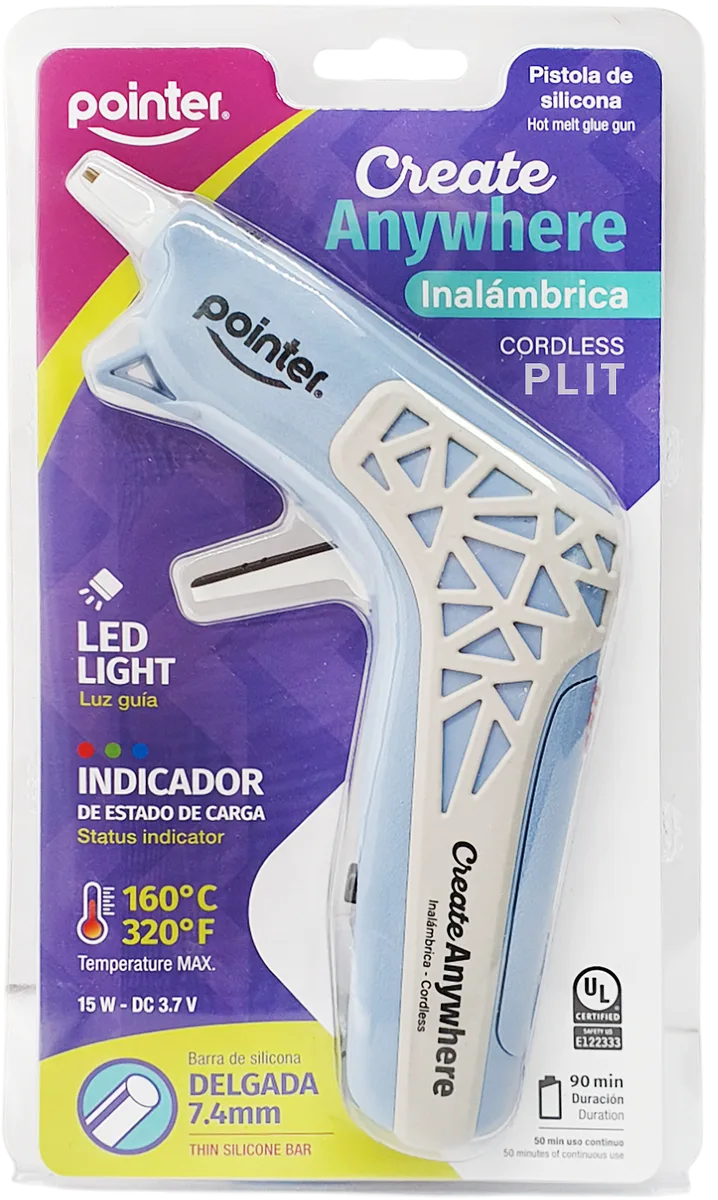 Pistola de Silicona Inalámbrica Grande Pointer PS-15-INR, Azul Pastel