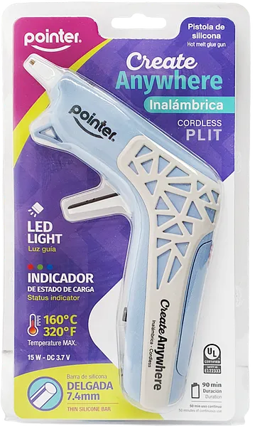 Pistola de Silicona Inalámbrica Grande Pointer PS-15-INR, Azul Pastel