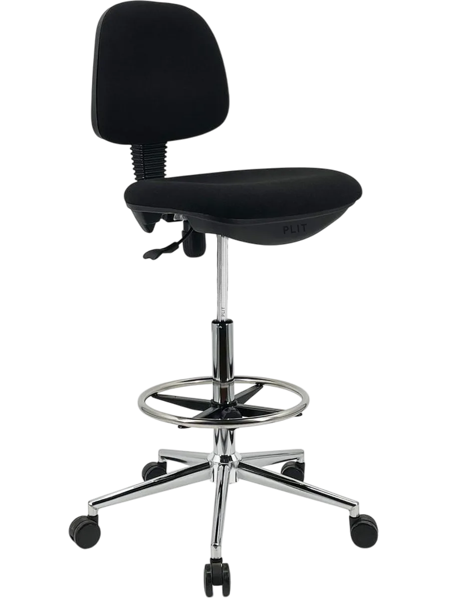 Silla de Cajero con Base de Metal y Ruedas para Banca, Negra