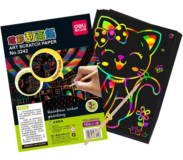 Papel de Rascado para Dibujos, 10 Hojas - Deli Art Scratch 3242