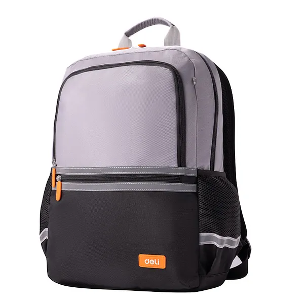 Mochila Escolar 16" Gris para Estudiantes Deli BB159