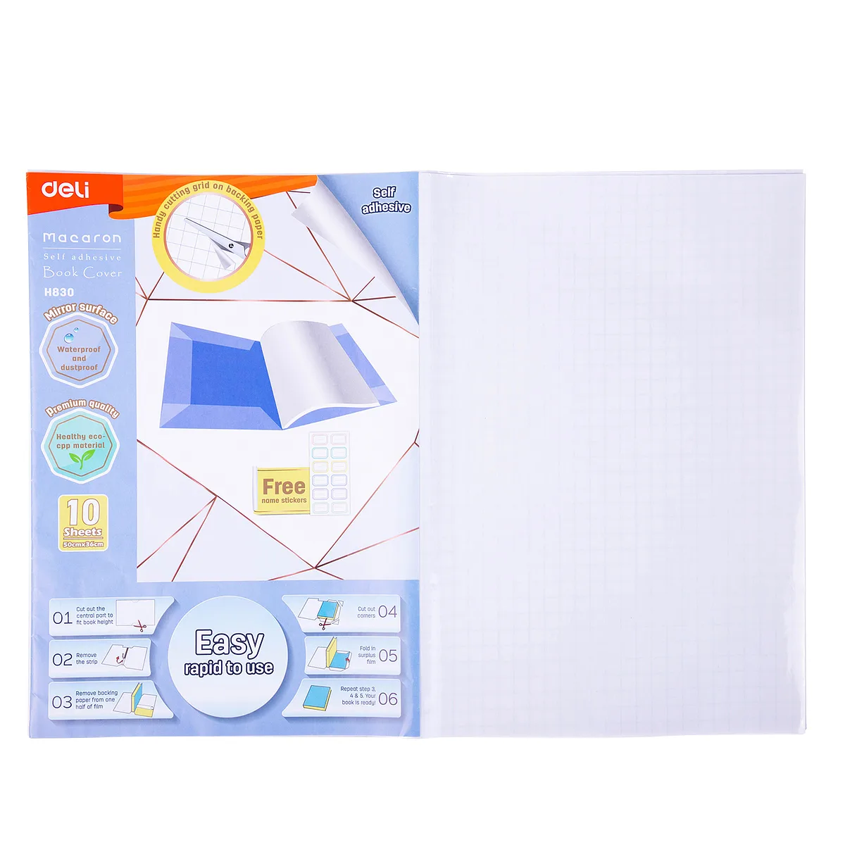 Lámina Plástica Adhesiva para Forrar Libros, 10 pcs