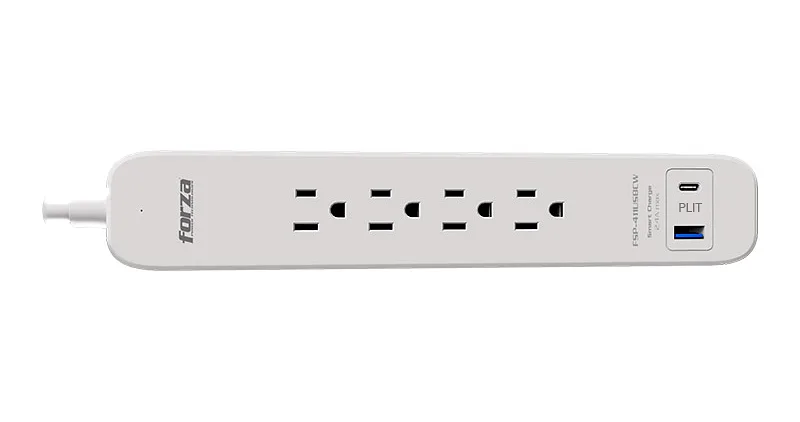 Regleta Protectora de Voltaje y Sobretensión Forza 1625W / 1000J con USB-A y USB-C