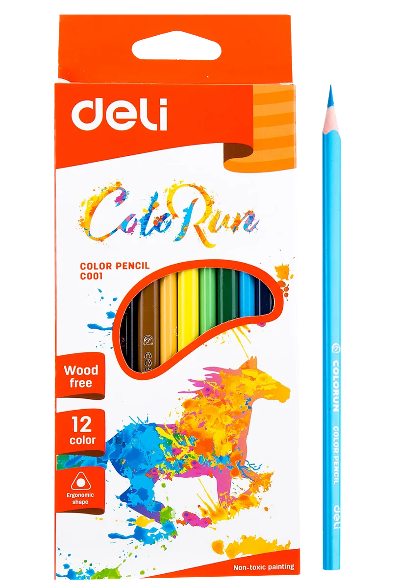 Lápices de Colores Largos, 12 pcs - Deli ColoRun