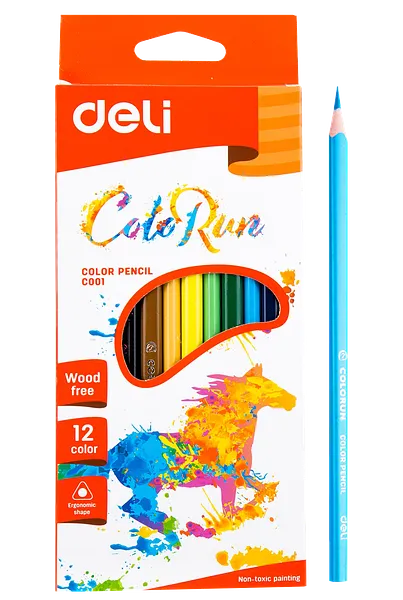 Lápices de Colores Largos, 12 pcs - Deli ColoRun