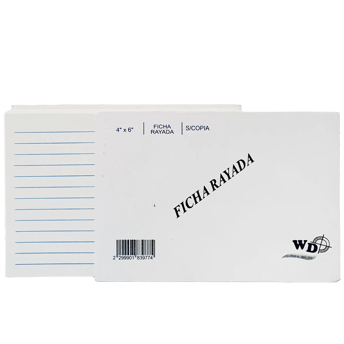 Ficha rayada 4" x 6", Blanca - 100 pcs