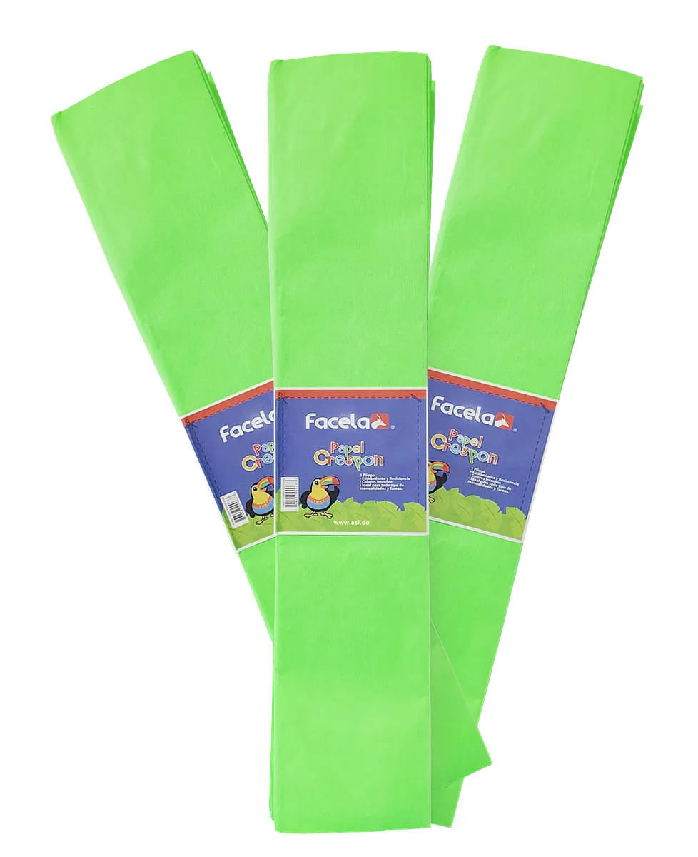 Papel Crepé Verde Neon, 150 cm - 10 pcs