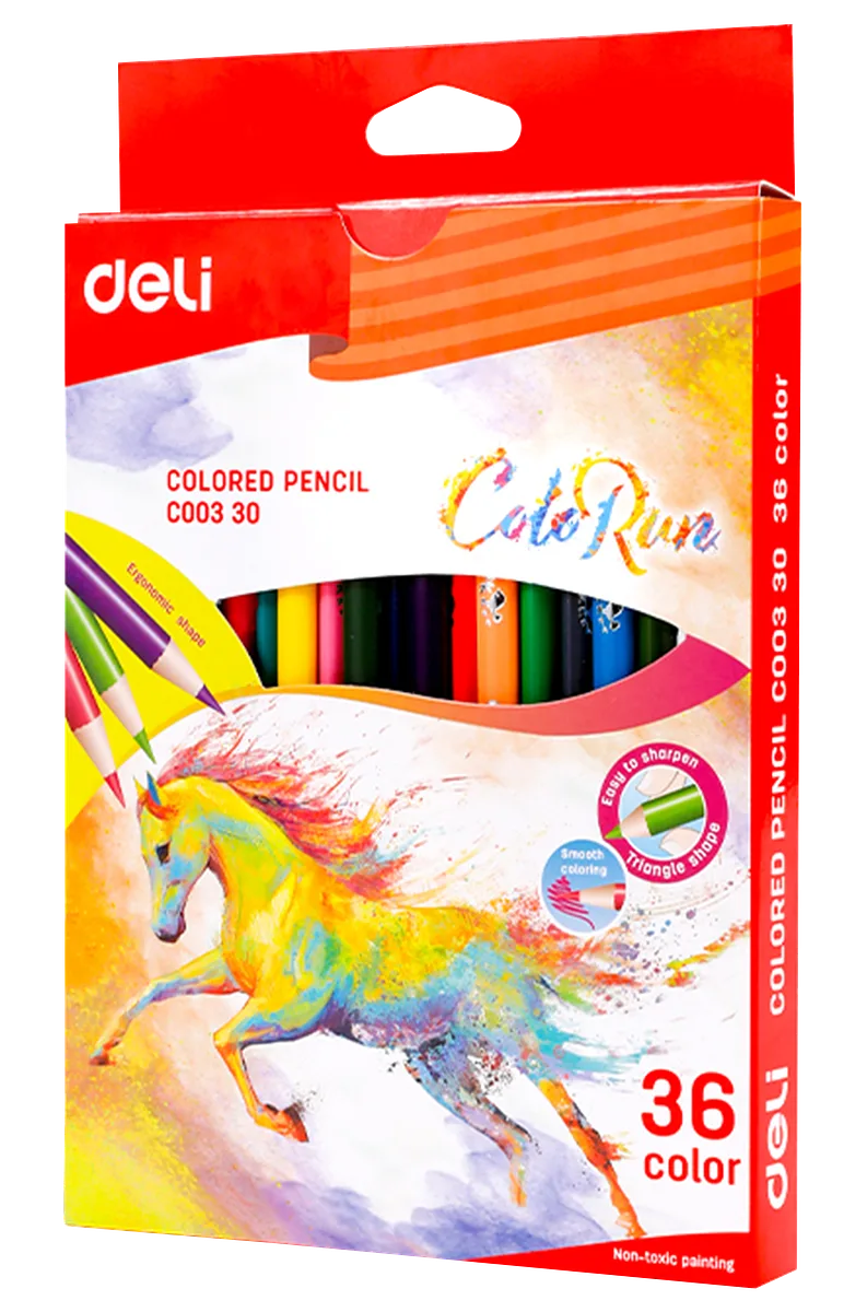 Lápices de Colores 6.9" Pulgadas, 36pcs - Deli Color Run C00330