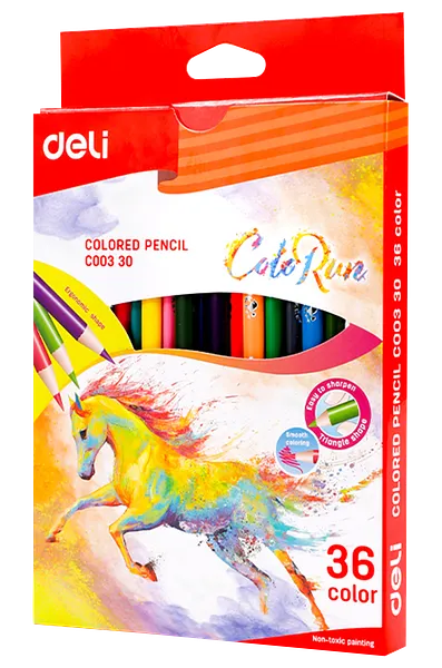 Lápices de Colores 6.9" Pulgadas, 36pcs - Deli Color Run C00330