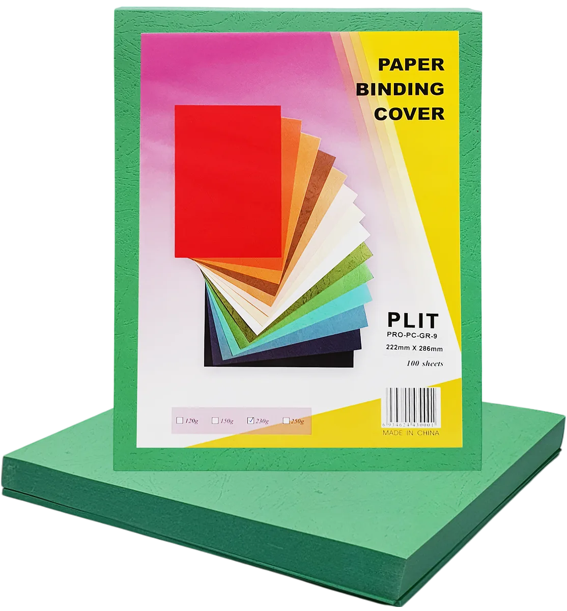 Cubierta de Cartón para Encuadernar, Verde (Paper Binding Cover), 100 pcs