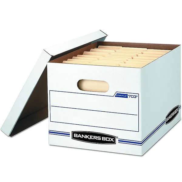 Caja de Cartón para Archivos Muertos, Blanca - 10" x 12" x 15" - Bankers Box 703 