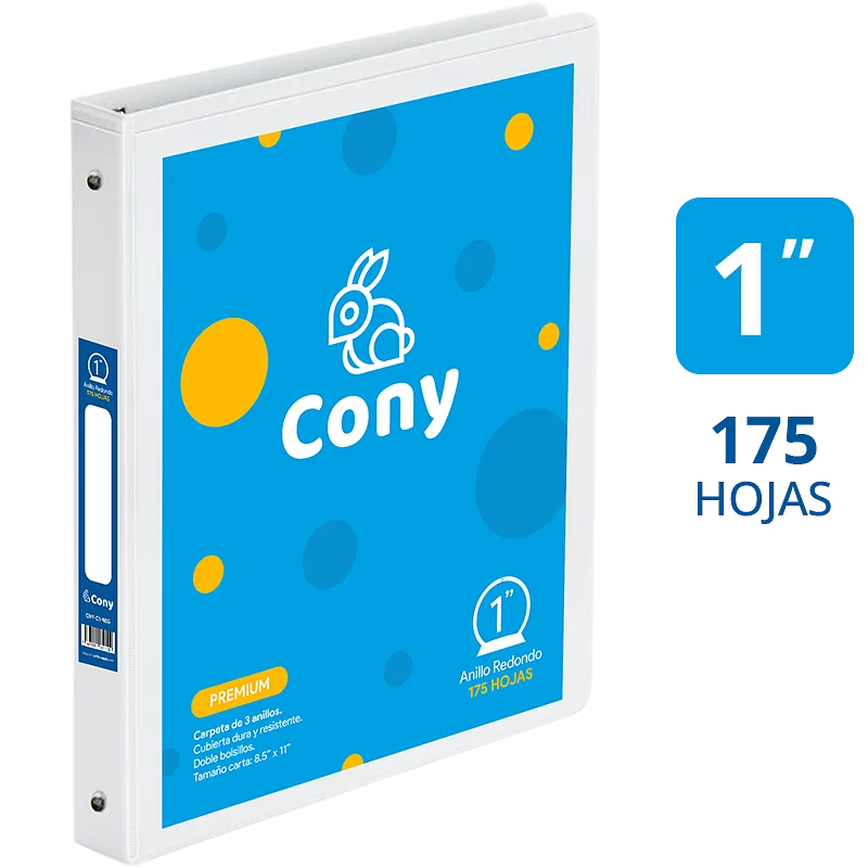 Carpeta Cony 1" con Cover, Blanca