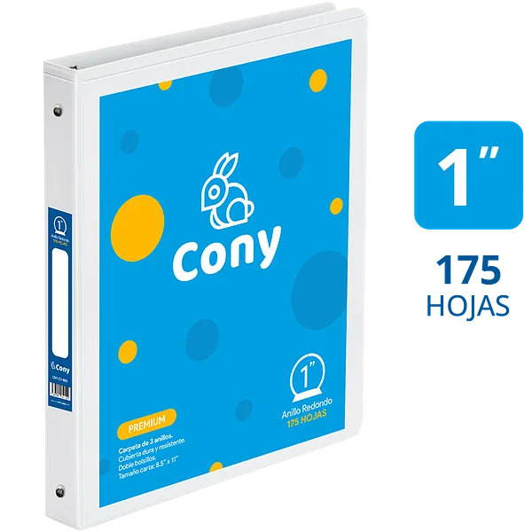 Carpeta Cony 1" con Cover, Blanca