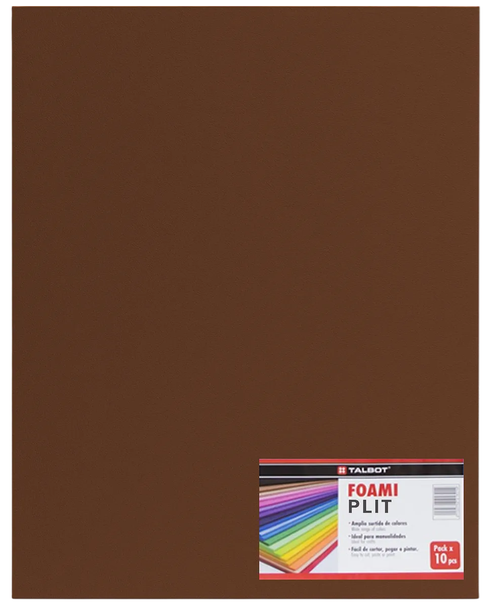 Cartulina Foami Liso 20" x 28" Marrón, 10 pcs