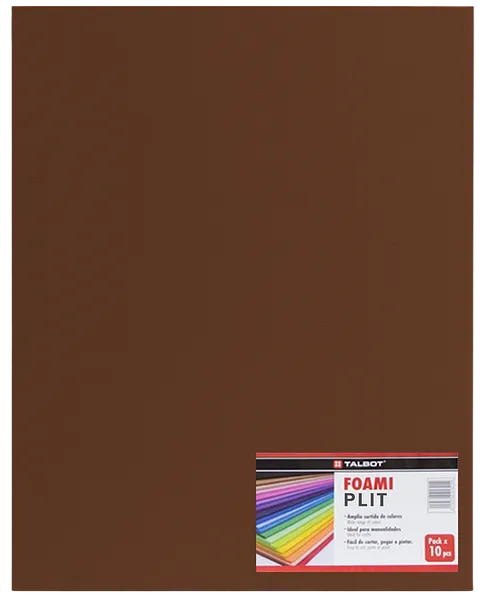 Cartulina Foami Liso 20" x 28" Marrón, 10 pcs