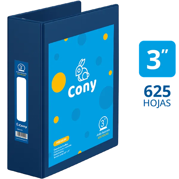 Carpeta Cony de 3" Pulgadas con Cover, Azul Oscuro (Navy)