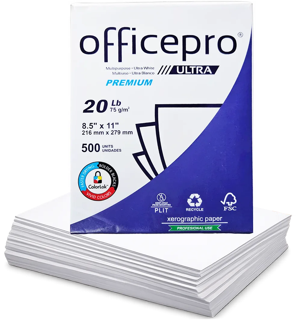 Resma de Papel 8.5" x 11" OfficePro Premium Ultra Blanco, 500 Hojas
