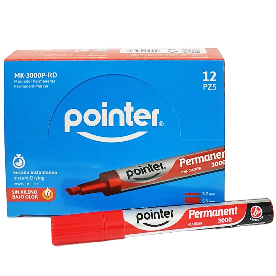 Marcador Permanente Grueso, Rojo - Pointer MK-3000P