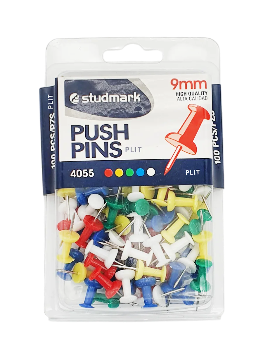 Chinchetas Tachuelas Studmark (Push Pins), Colores Surtidos, 100pcs 