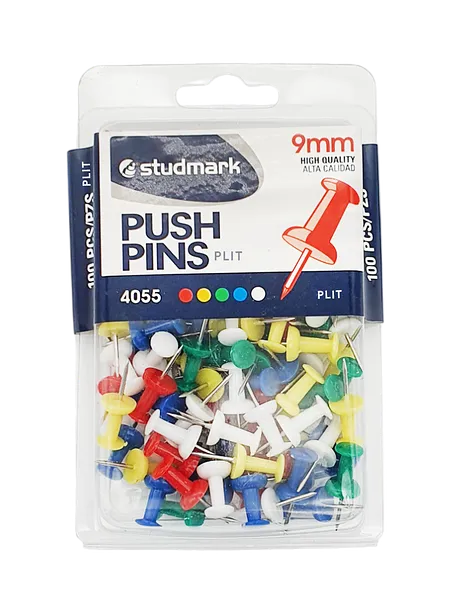 Chinchetas Tachuelas Studmark (Push Pins), Colores Surtidos, 100pcs 