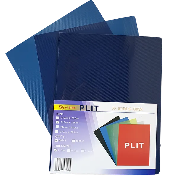 Cubierta para Encuadernar Plástica, Azul Marino, Transparente, 50 pcs