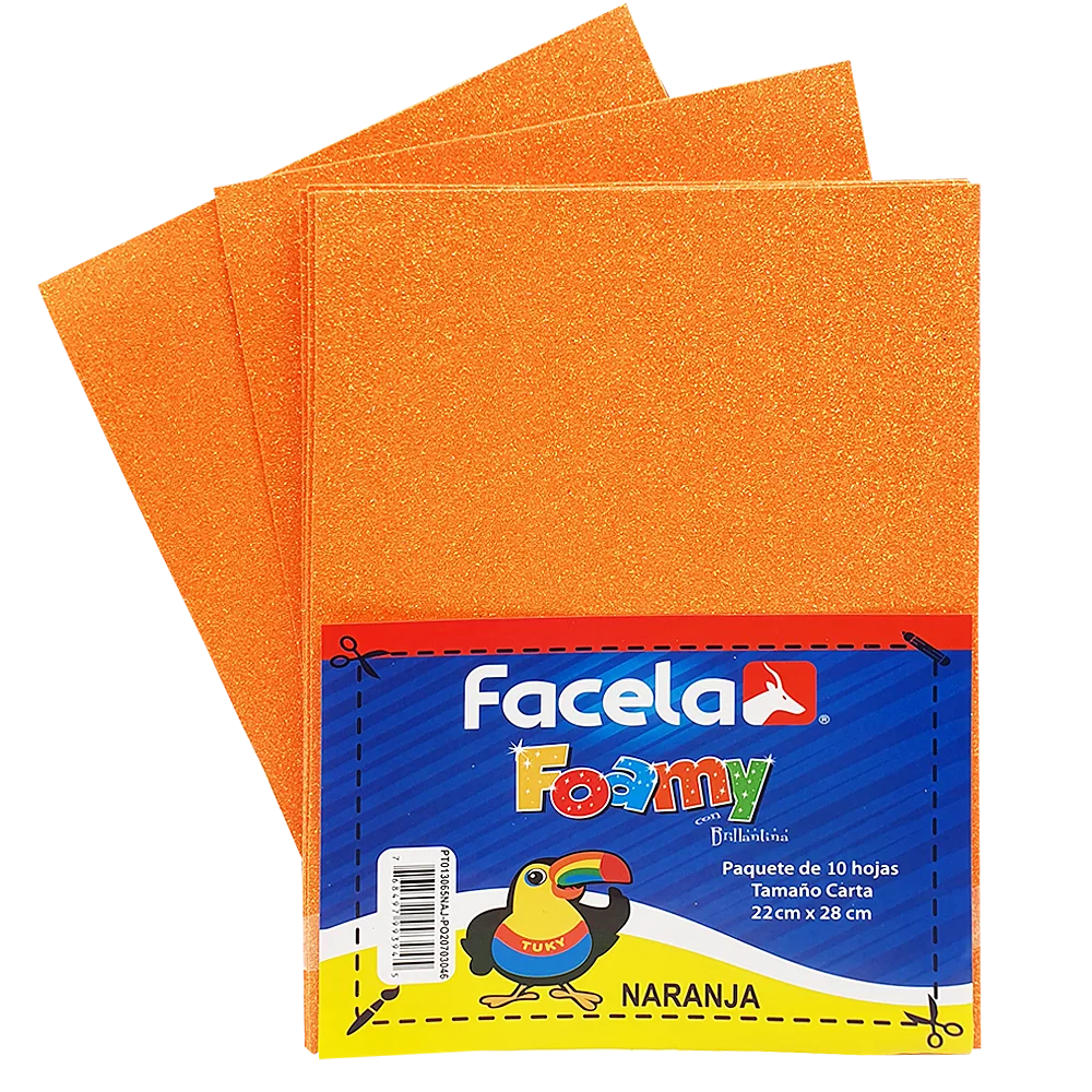 Foamy Escarchado 9" x 12", Color Naranja, 10 Hojas