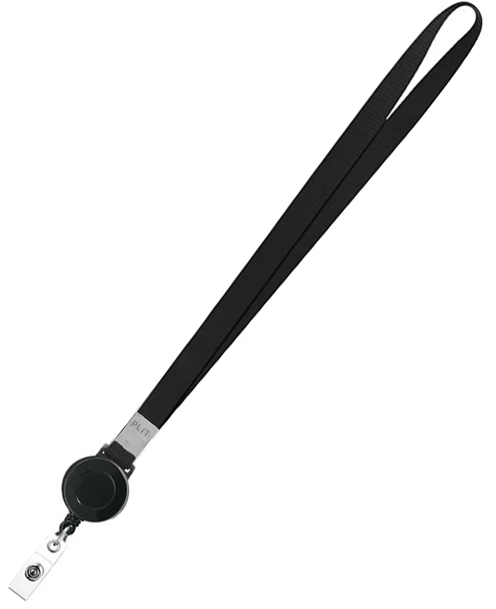 Cordon Lanyard con YOYO Extendible para Porta Carnet, Negro